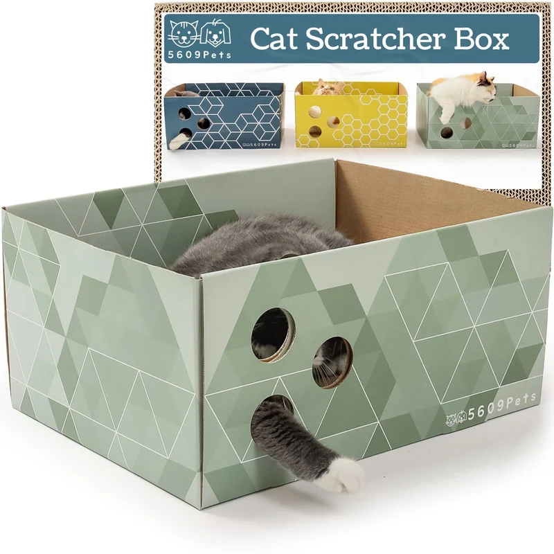 5609PETS Grattoir pour Chat en Carton XXL – Boîte à Griffes Sans Dégâts et Double-Face