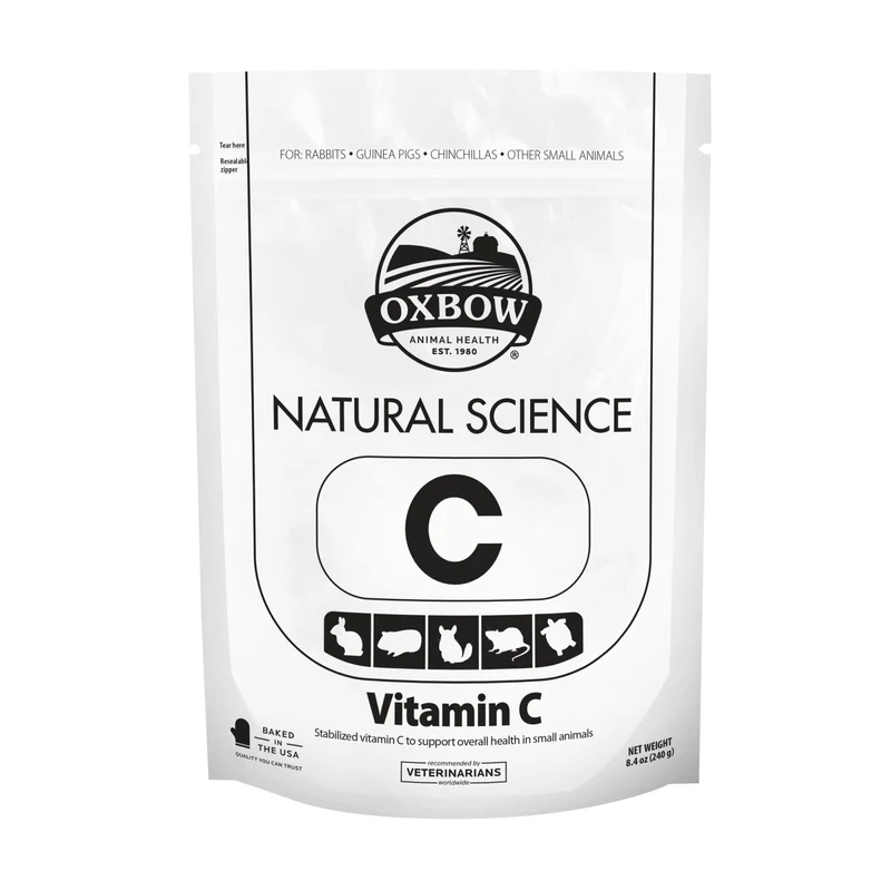Oxbow Vitamine C naturelle pour cobayes – Supplément C avec foin de Timothy, formulé par des vétérinaires, 8,4 oz