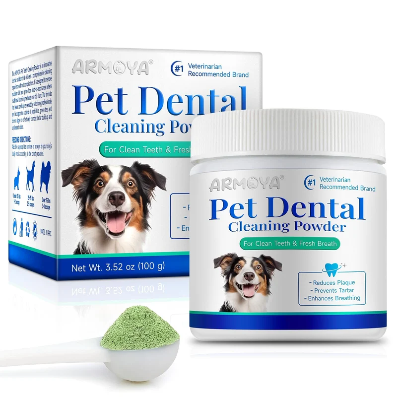 ARMOYA Poudre Dentaire pour Chiens – Soin Dentaire Facile, Haleine Fraîche et Réduction Plaque – Pour Toutes Tailles et Races