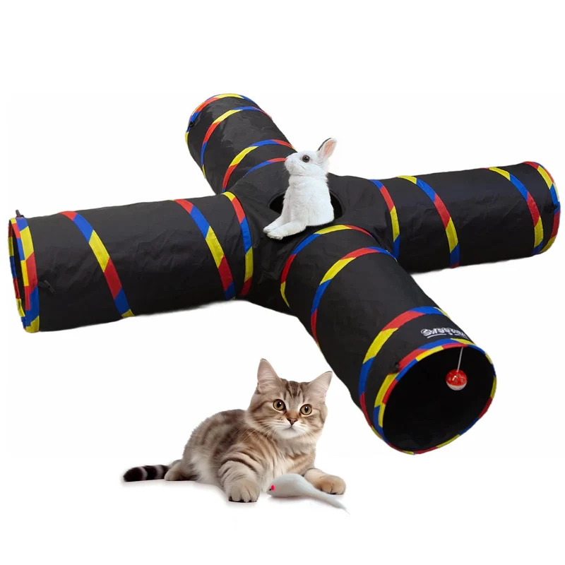 SweetBin Tunnel pour Chats – Tunnel à 4 Voies, Pliable et Ludique