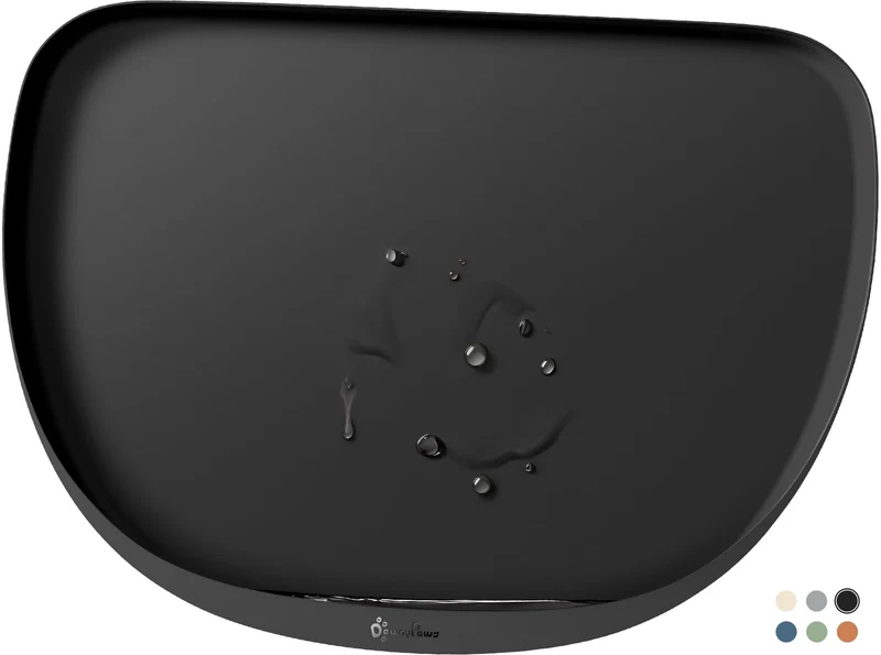 DownyPaws Tapis Alimentaire pour Chats – Silicone Étanche, Sans BPA, Anti-Dérapant, 18×12.5 po, Noir