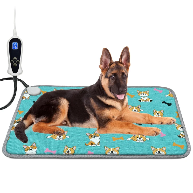 RC SLL Tapis Chauffant pour Animaux 28x18 po – Thermostat, Minuterie et Housse Lavable