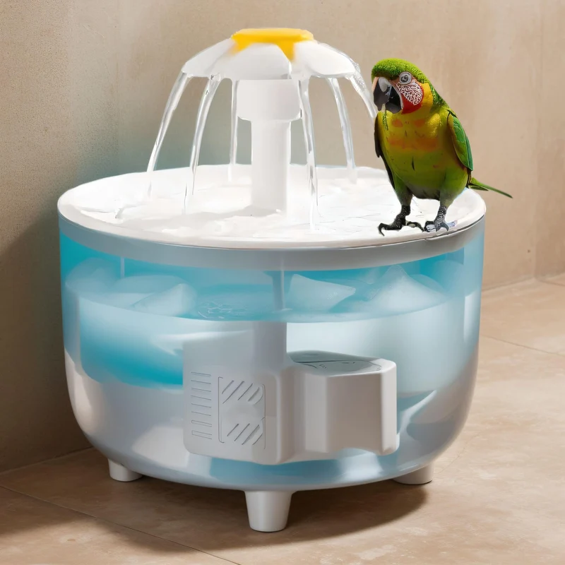 Bain d'oiseau grand format pour cage – pompe, filtration et distributeur d'eau automatique (Transparent) | Generic