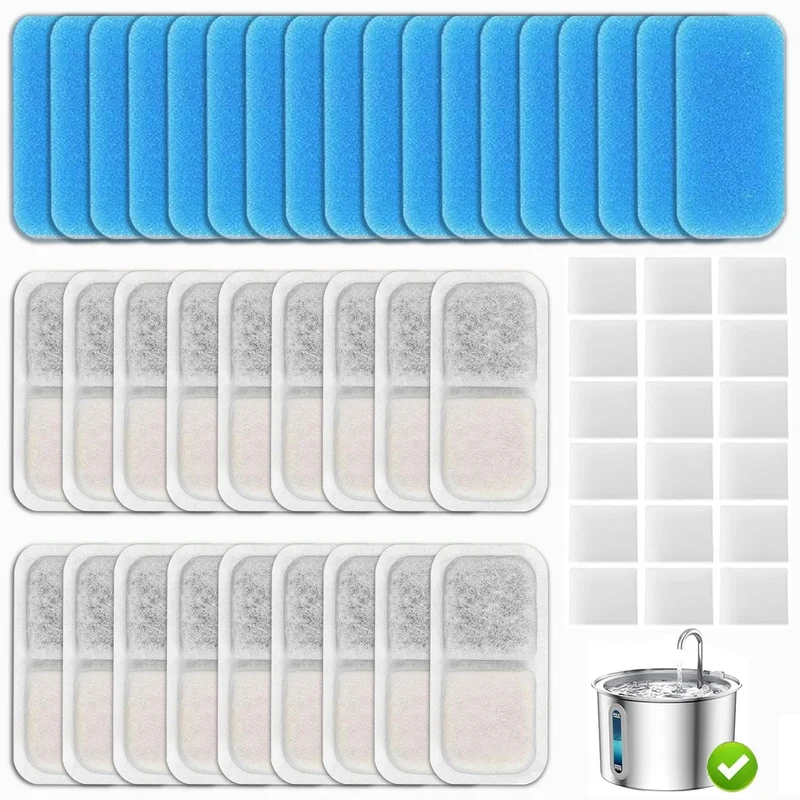 OUPUSES : Ensemble de 18 filtres de remplacement pour Fontaine à chat PWF001 (2 L / 67 oz) avec pré-filtre et éponges