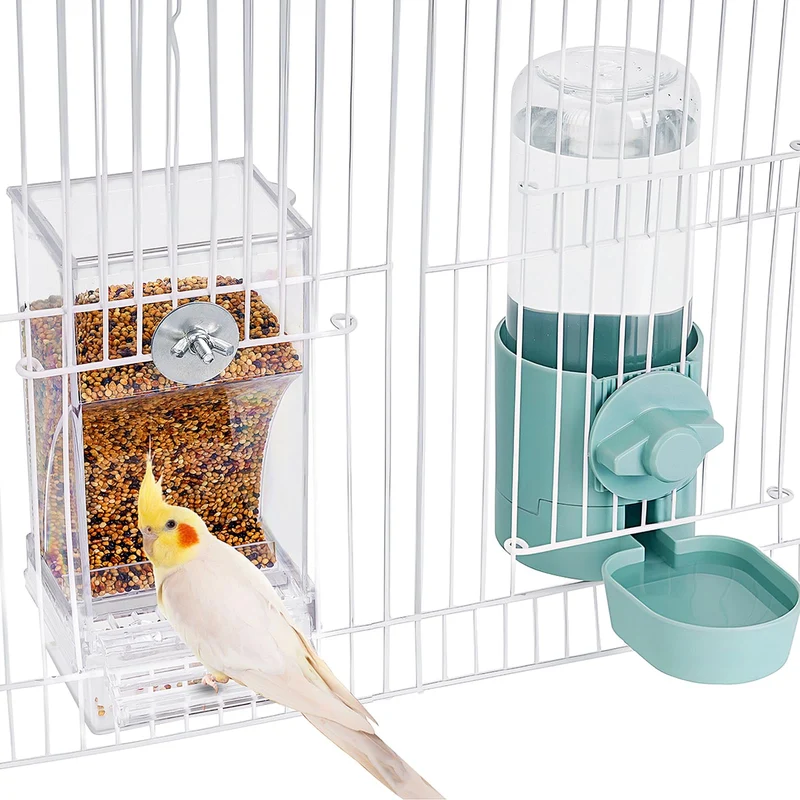 lemtrflo Ensemble distributeur d'eau et nourriture sans dégâts pour cage et oiseaux