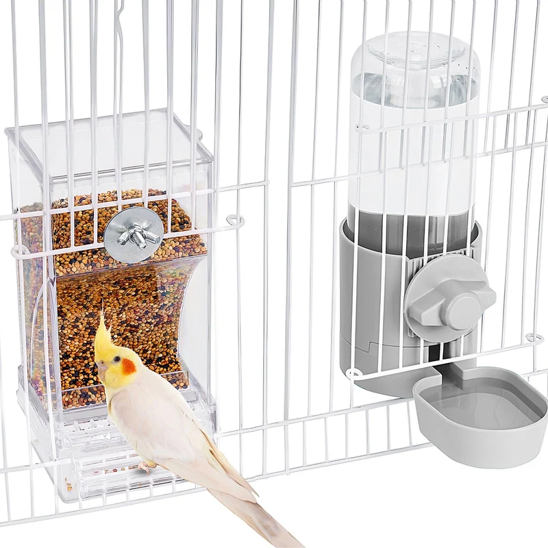lemtrflo Ensemble Nourrisseur et Distributeur d'Eau Sans Désordre pour Cage – Pour cacatoès, perruches ondulées et canaris