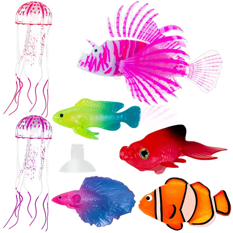 Weewooday – 7 Poissons Artificiels Colorés pour Aquarium, Décoration Lumineuse