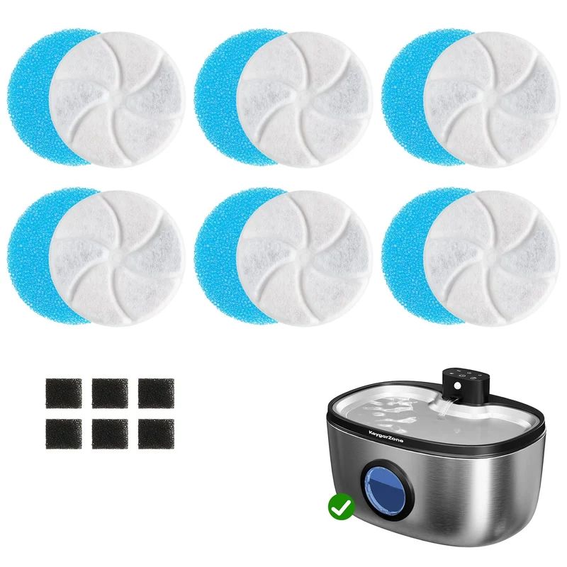 Keygarzone Filtre Fontaine pour Chat ZCW001 – Pack 6 Filtres 5 Couches