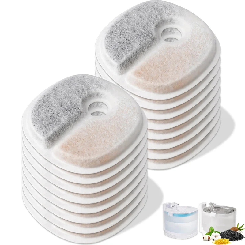 Hoscabss - 16 filtres de remplacement pour fontaine E1 / E1+ sans pompe (2 L) – charbon actif et résine d'échange ionique