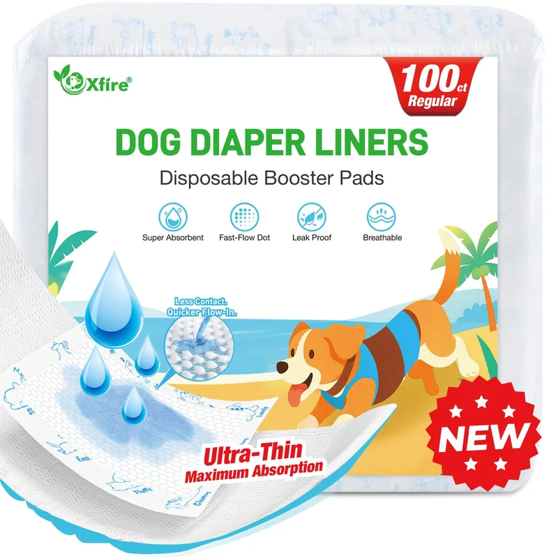 Xfire Liners absorbants ultra-minces pour couches chiens – 100 pièces (taille régulière)