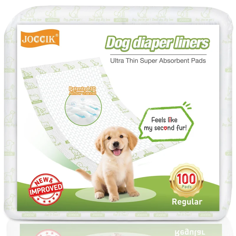 JOCCIK Coussinet absorbant ultra-fin pour chien – 100 pièces – Rehausseurs ultra-minces pour chiens mâles et femelles