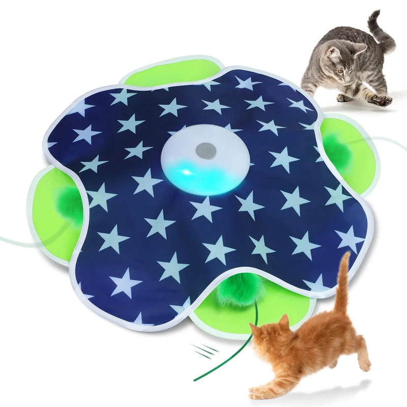 Oxawo — Jouet interactif pour chats avec plume en mouvement et tapis intégré