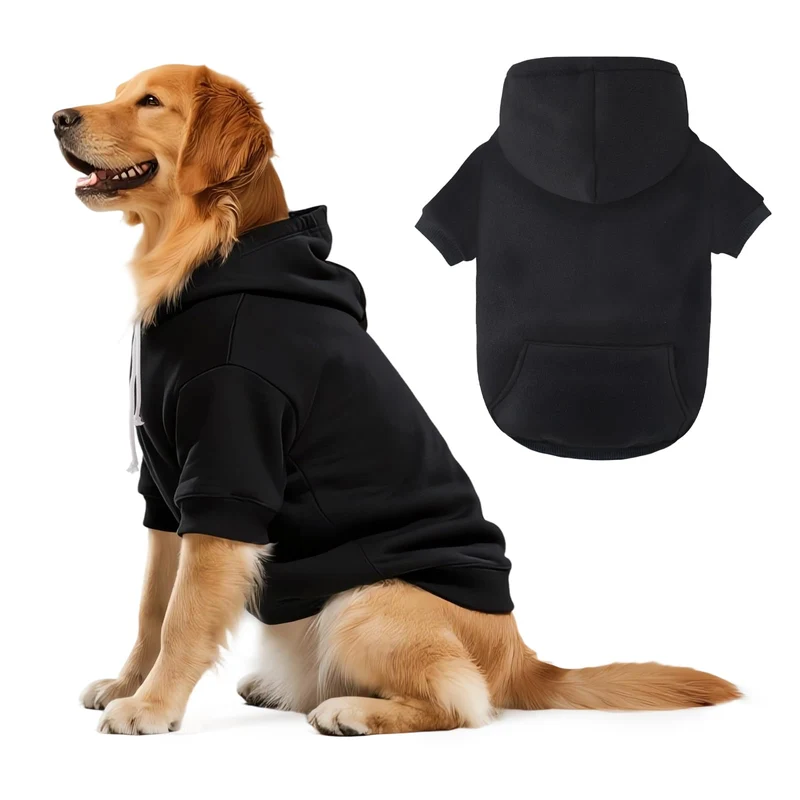 BAOBICUTE Hoodie Canin – Pull Doux d’Hiver XL pour Chiens Moyens à Grands (Noir)