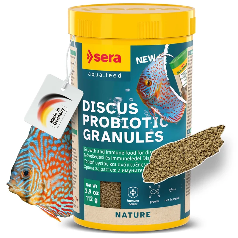 Sera Discus Prob Granules 4 oz – Nourriture complète pour discus avec probiotiques et astaxanthine | Sans colorants ni conservateurs