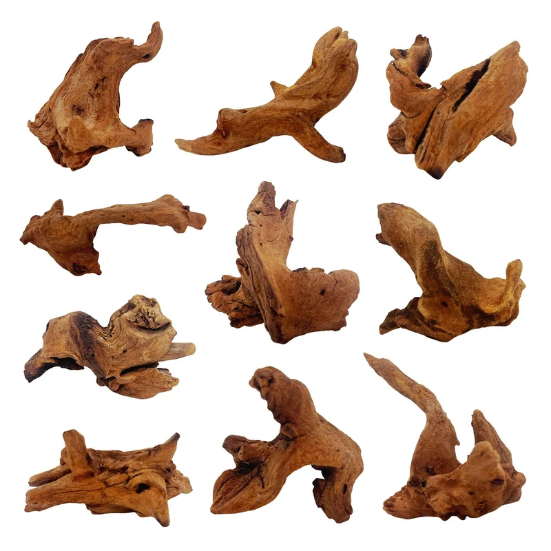 GDMYST - 10 Pièces Bois Flotté Naturel pour Aquarium et Terrarium (2-4 pouces) Mopani