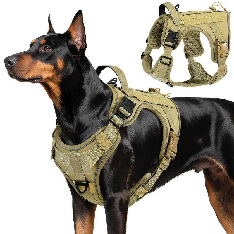 VavoPaw Harnais Tactique Résistant pour Chiens Grands – Sans Tirage, Réglable, Réfléchissant, Taille L