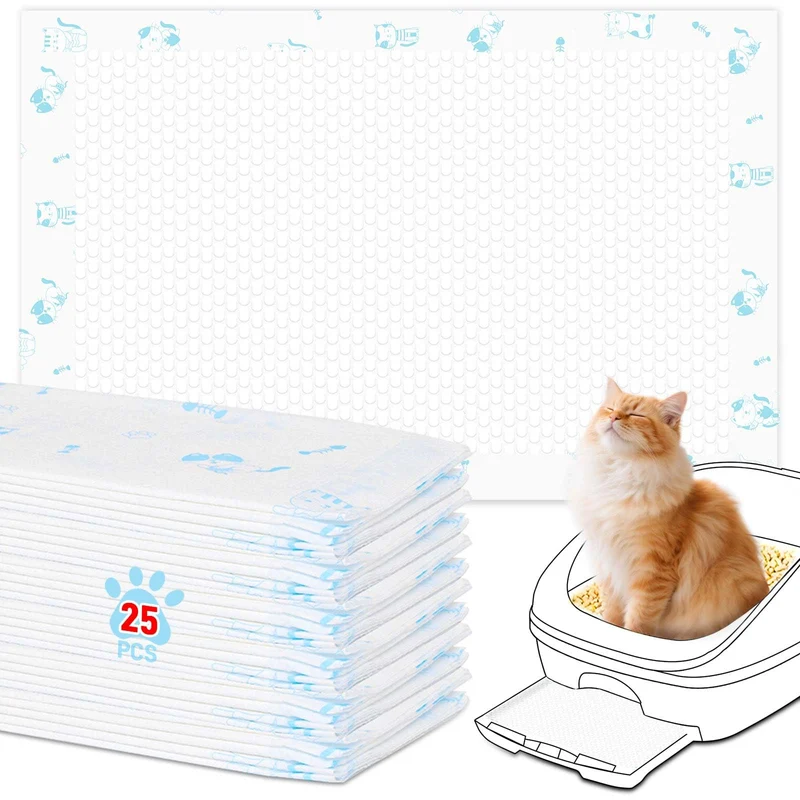 DOQVTIZAY Tapis absorbants pour chat – 25 pièces, 16,9 x 11,4 pouces, compatible Breeze