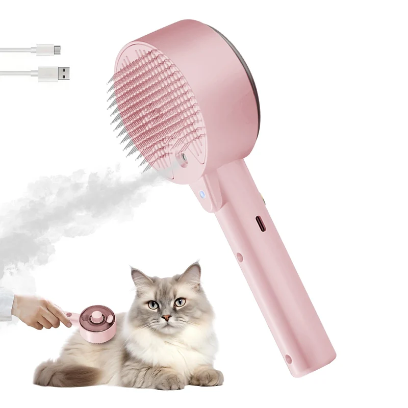 Rolemon Cloud Care — Brosse Vapeur 4-en-1 pour Chats et Chiens, Massage Doux et Réservoir Transparent