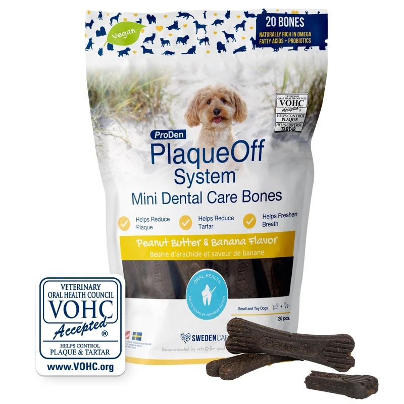 ProDen PlaqueOff Système Mini – Os Dentaires Beurre de Cacahuète et Banane, 340 g, Marron