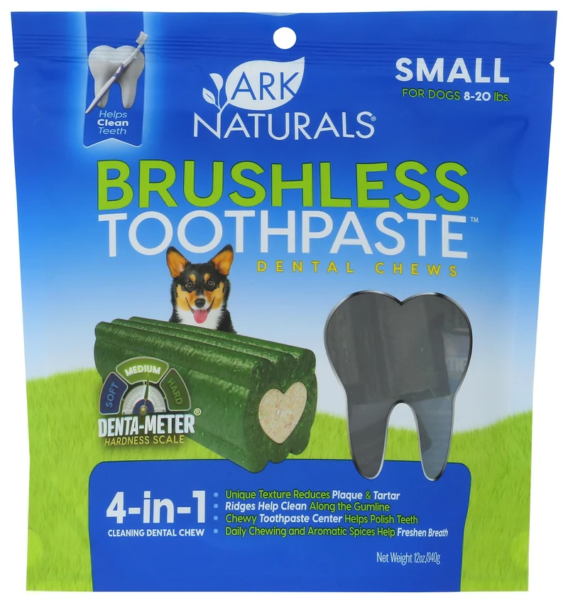 Ark Naturals Dentifrice Sans Brosse – Friandises Dentaires 4-en-1 pour Petits Chiens, Haleine Fraîche, 12oz