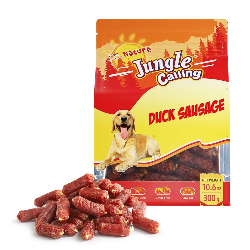 Jungle Calling Friandises Saucisse Canard pour Chiens – Sans Céréales, Texture Douce, Pour Petits et Moyens, 10,6 oz