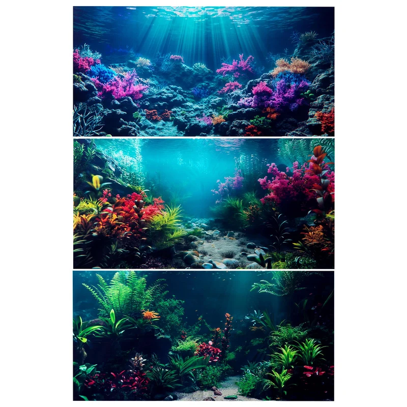 COMSUN ensemble de trois fonds d'aquarium 48x24 – Polyester durable