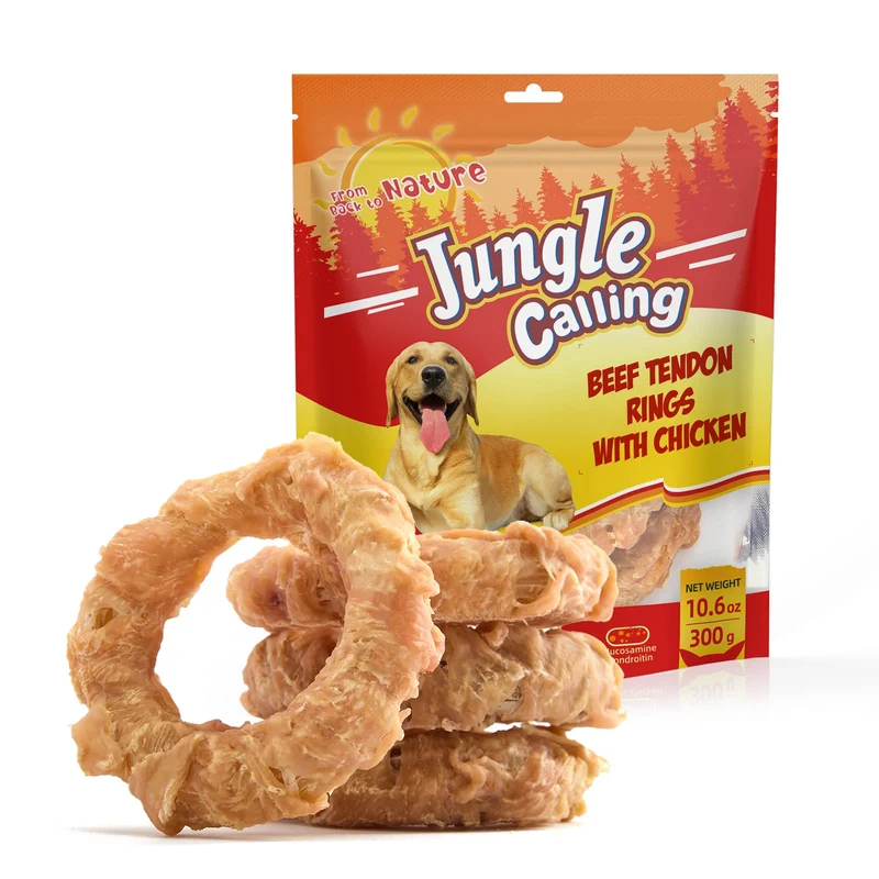 Jungle Calling – Tendons de Boeuf pour Chiens Adultes, Enrobés Poulet – Soin des Hanches et des Articulations