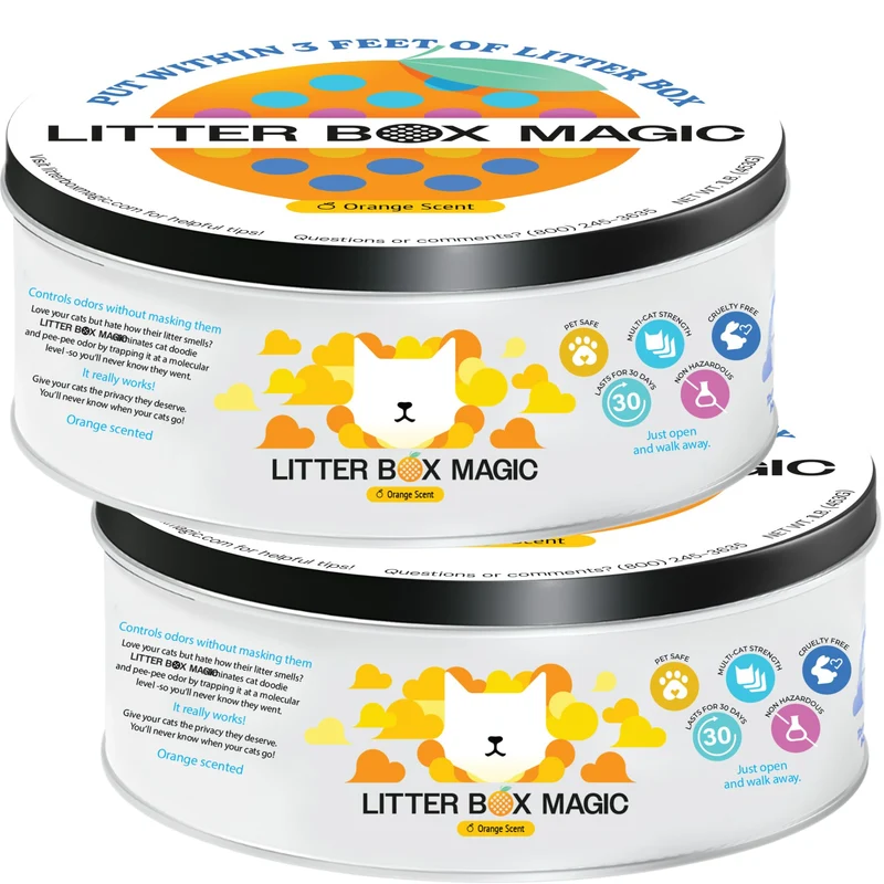 Litter Box Magic – Déodorant Gel pour Litière Orange, Lot de 2