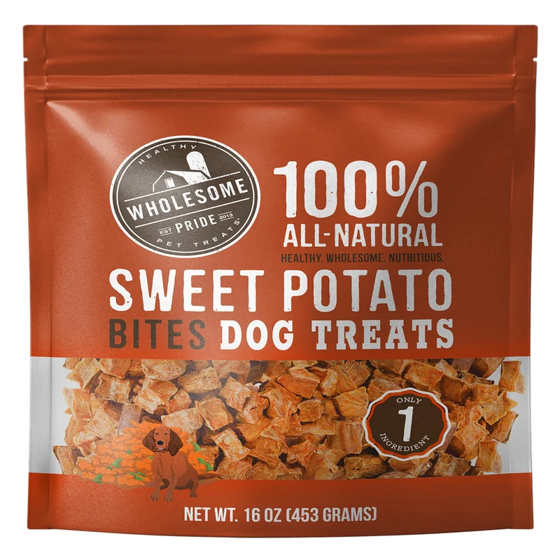 Wholesome Pride Bouchées Patate Douce – Friandises pour Chiens 100 % Naturelles, 454 g