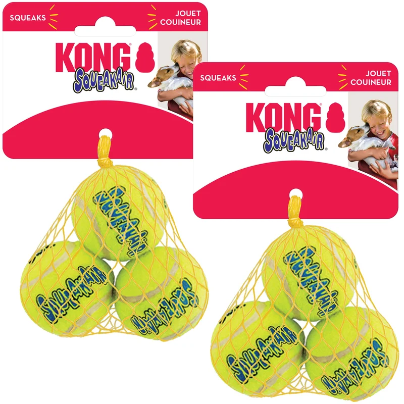 KONG Squeakair Ball – Balle Tennis Siffleuse Premium pour Petit Chien (6 pièces)