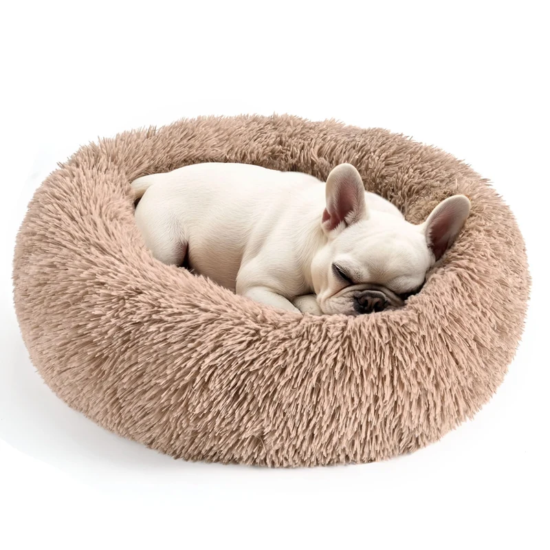 Hoewina Lit Donut pour Chat et Chiot – 20in Camel, Confort Doux et Lavable