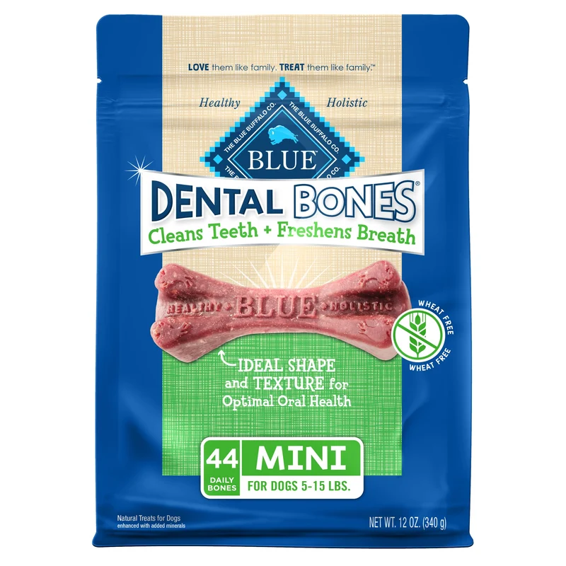 Blue Buffalo Dental Bones Mini – Friandises Dentaires Naturelles pour Chiens Petits, Sac 340 g