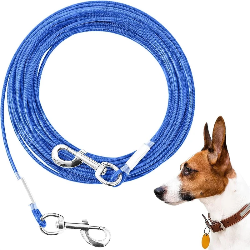 Mi Metty Câble d'attache pour chien 50ft – Résistant, anti-morsure et crochet rotatif 360°