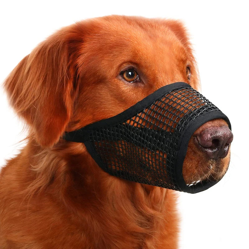 Muselière Mayerzon pour Chien - Muzzle en Maille Douce et Respirante (Taille L, Noir)