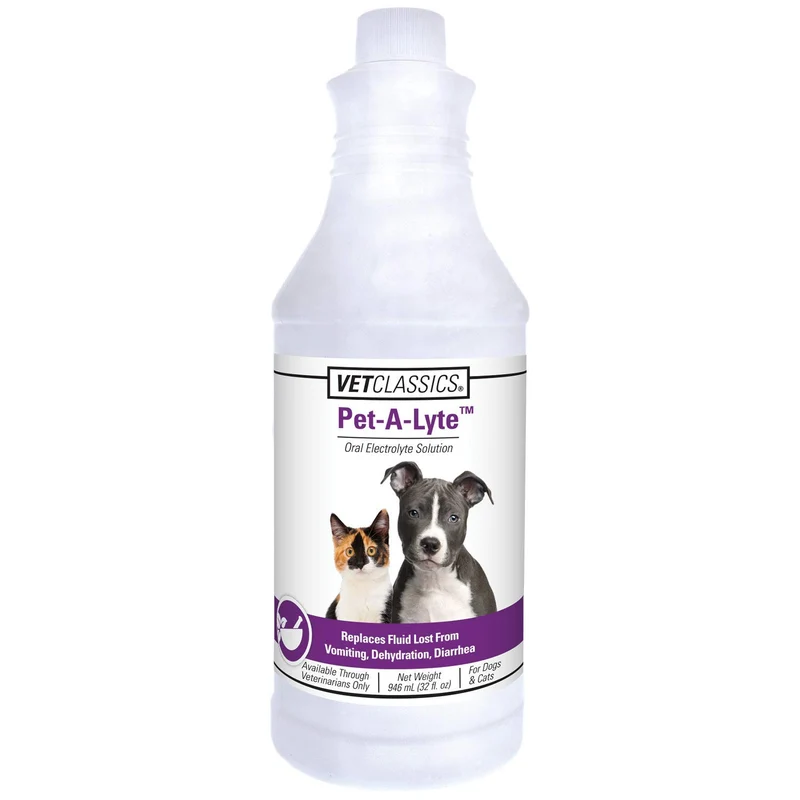 Vet Classics Pet-A-Lyte – Solution électrolytique orale pour chiens et chats – 32 oz