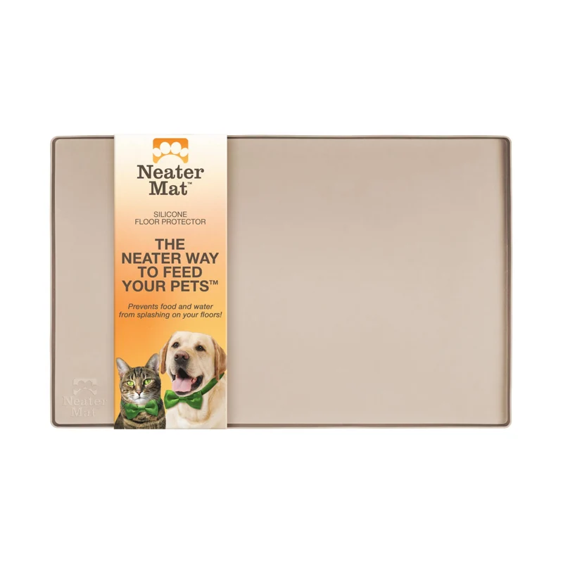 Neater Mat – Tapis pour nourriture et eau, silicone étanche 19" x 12", Cappuccino | Neater Pet Brands