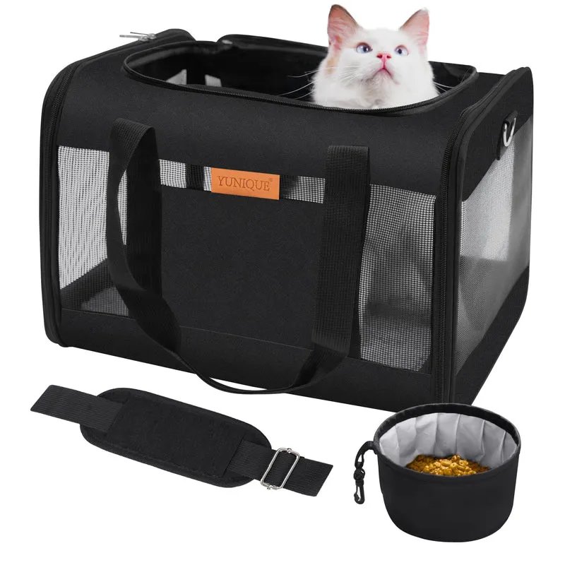 YUNIQUE Sac de transport souple pour chats et chiens jusqu'à 6,8 kg – cabine avion approuvée