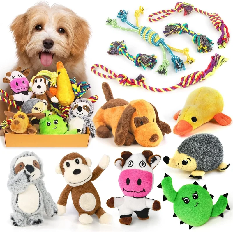 Jouets pour chiots LEGEND SANDY – Lot 12 : peluches sifflet et cordes dentition naturelles