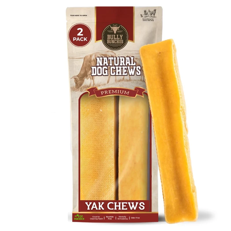 Bully Bunches – Grandes friandises au fromage de yak Himalaya pour grands chiens – Sans lactose et sans cuir (2 paquets)