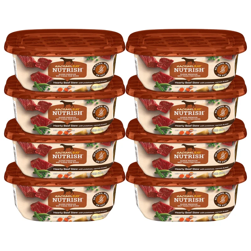 Nutrish Rachael Ray Nourriture humide pour chien – Mijoté de bœuf copieux, tub 8 oz, lot de 8
