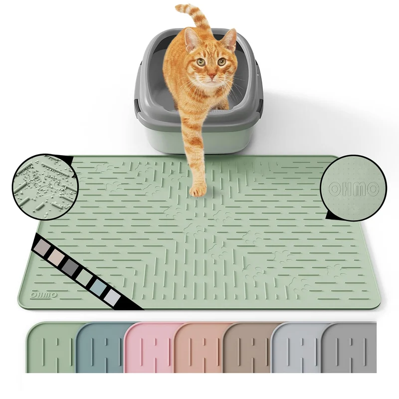 OHMO Tapis Litière Grand Modèle — Silicone Premium 60x40 cm, Étanche et Sans BPA