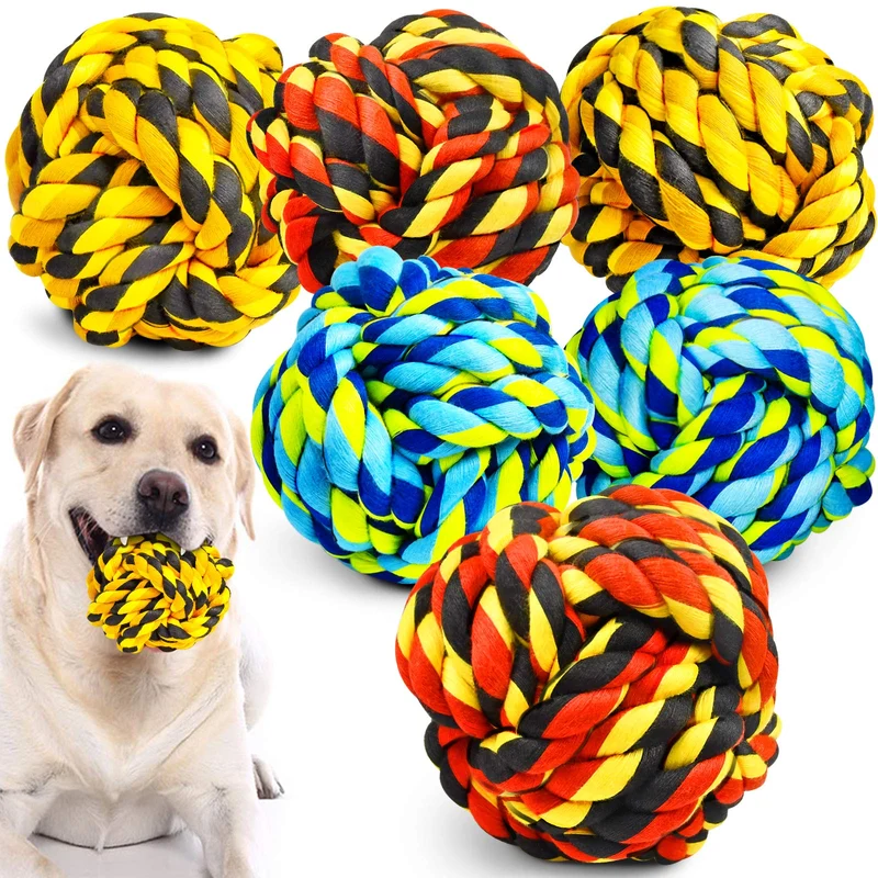 SHARLOVY – Balles en corde indestructibles pour chiens agressifs (6 pièces) – jouets durables pour grandes races