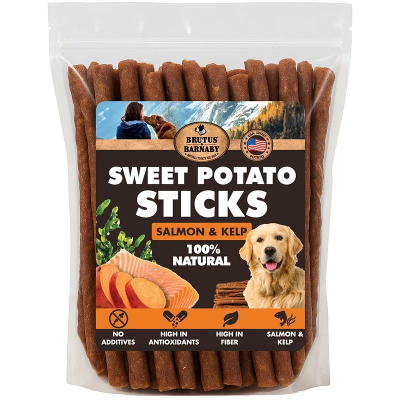 Friandises pour chien sans céréales Patate Douce au Saumon et Varech – BRUTUS & BARNABY (14 oz)