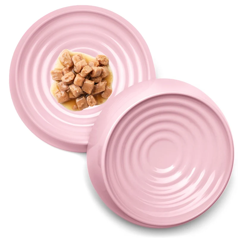 CatGuru Bols pour Chats – Bol peu profond anti-fatigue des moustaches (rose) – Pack de 2