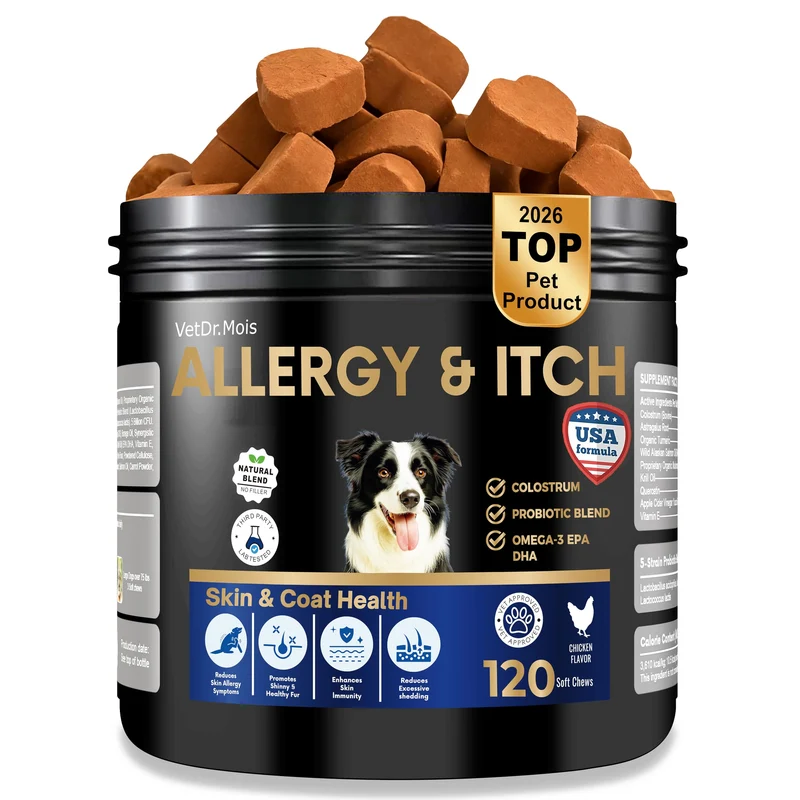 DRMOIS Gommes Allergie Chien et Chat – Soulagement démangeaisons et peau saine (120 gommes)