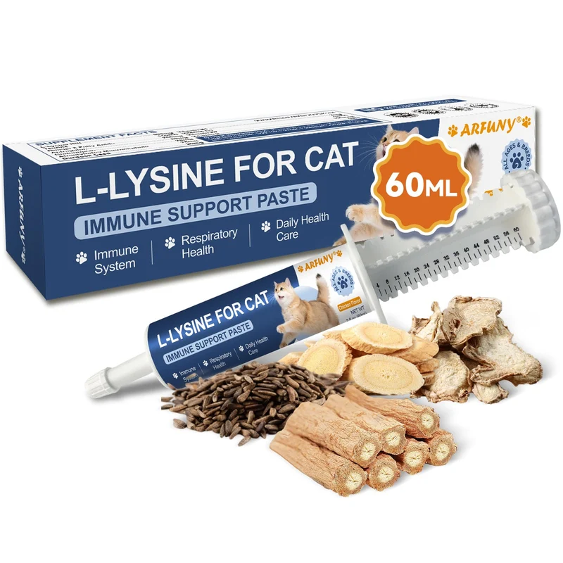 SANTKOL L-Lysine pour Chats — Pâte au goût poulet, Taurine, Oméga-3, Vitamines – 60 ml