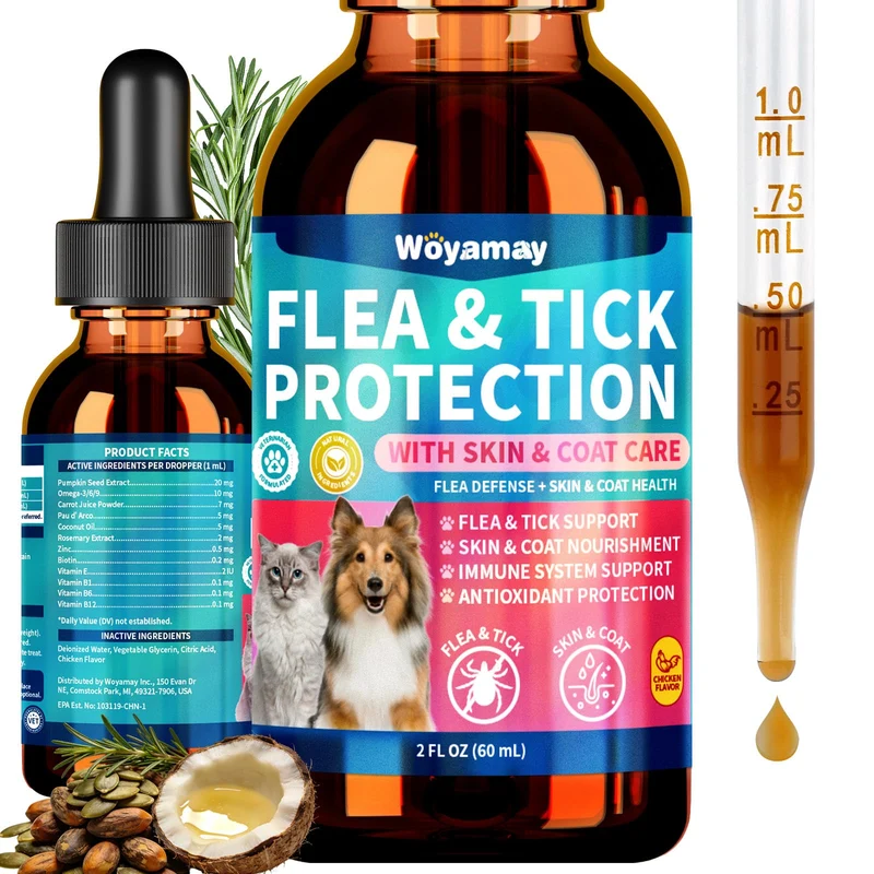 Woyamay Défense Puces et Tiques – Soin Poil et Peau pour Chiens et Chats