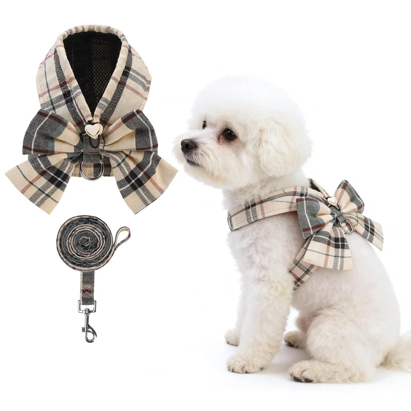 Kooltail Harnais et Laisse Petit Chien – Sans Tirage, Mesh Doux Beige, XS-M
