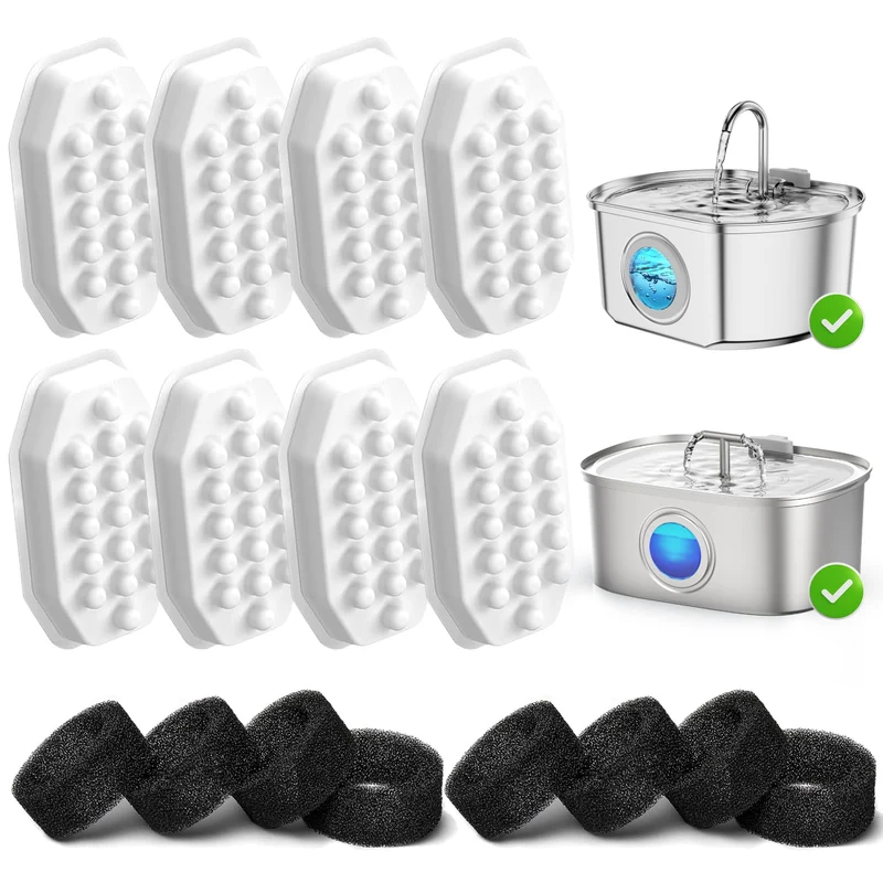 Casfuy Filtres et Éponges de Rechange PWS-154 & 133 pour Fontaines – 8 Pièces