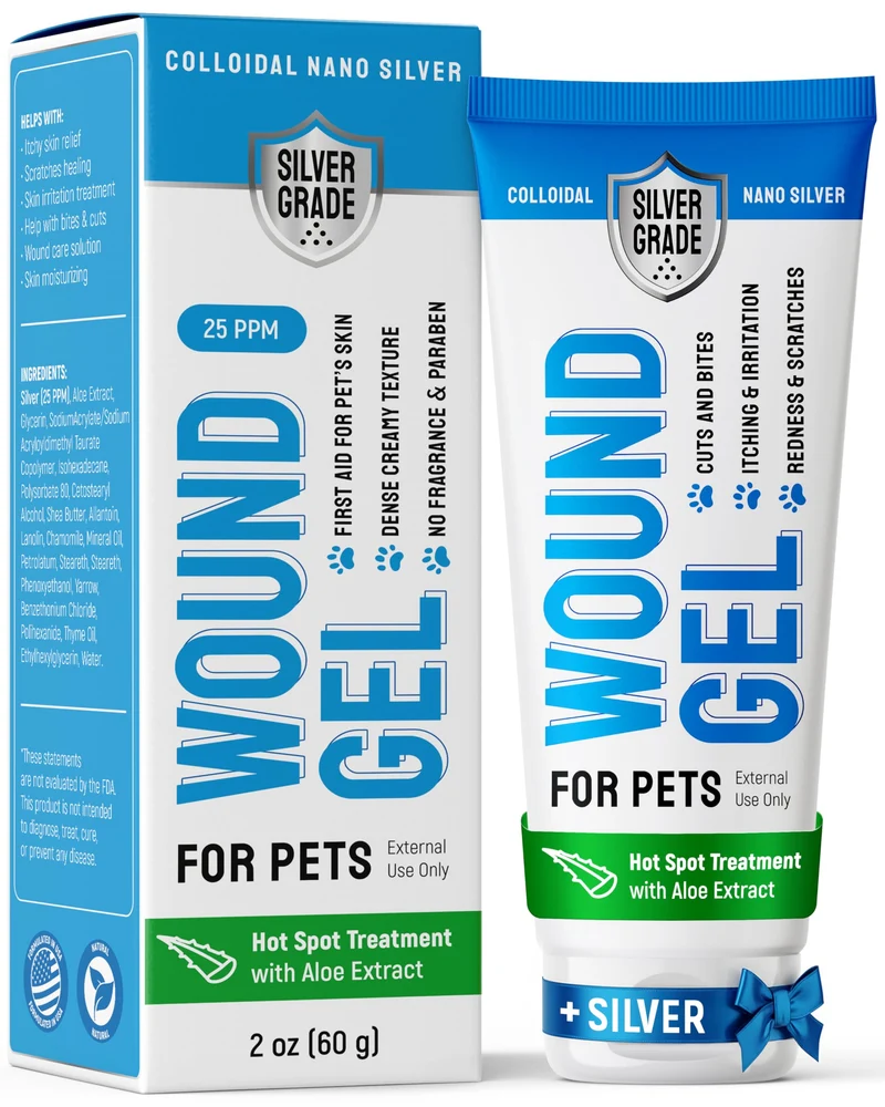 Silver Grade Gel Plaies pour Animaux – Soin chien chat cheval avec Argent et Aloe – Tube 59 ml